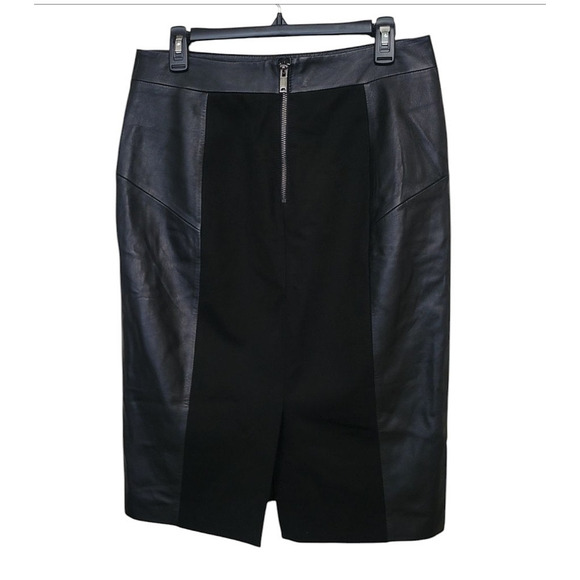 REISS REAGAN BLACK LEATHER WOMEN SKIRT SIZE US 8 / EU 12 - Picture 2 of 6